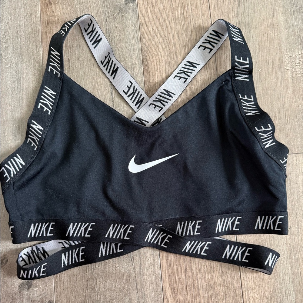 Nike Women's Black and White Strappy Sports Bra